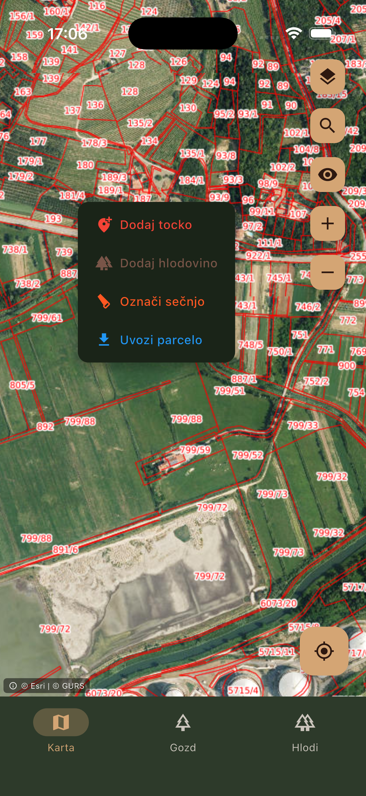 Gozdar aplikacija - orodja